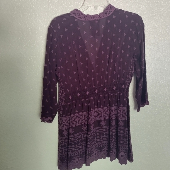 Johnny Was Tunic Blouse Windsor Wine Cupra Rayon Embroidered sz Xs - Picture 7 of 8